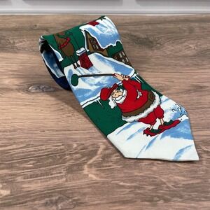 Yule Tie Greetings Hallmark Funny Christmas Santa Golfing Novelty Necktie Men